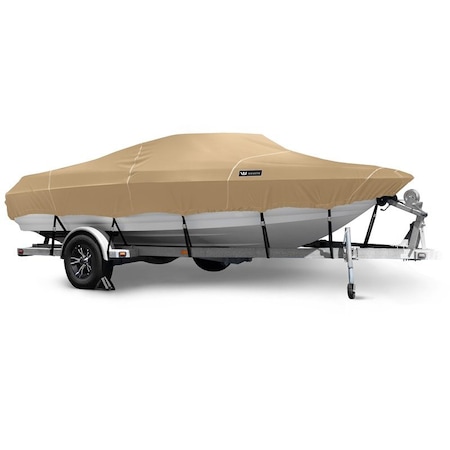 Eevelle Boat Cover FISH & SKI Walk Thru Windshield Inboard Fits 25ft 6in L up to 96in W Khaki SFVNWT2596-KHA